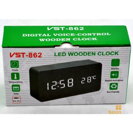 Настольные электронные часы с подсветкой Led wooden clock